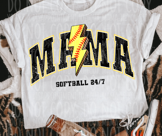 Softball Mama Lightening Bolt