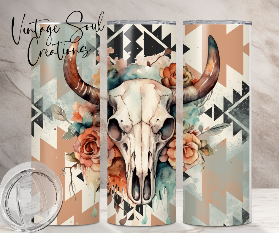 Muted Southwestern Bull Skull Floral