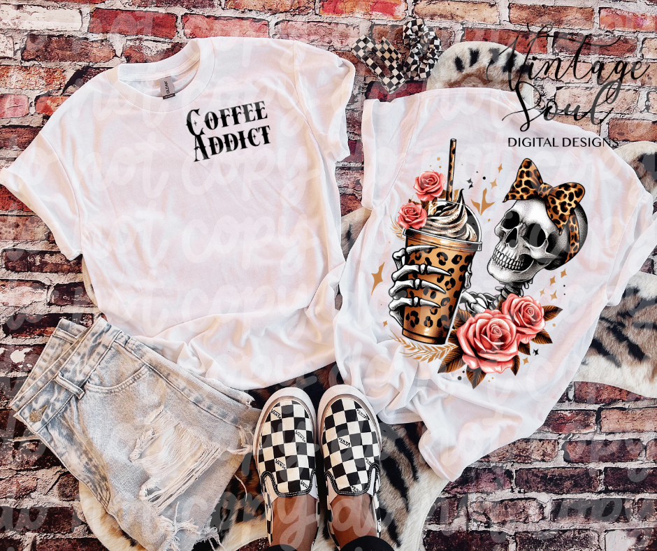 Coffee Addict Skull Rose