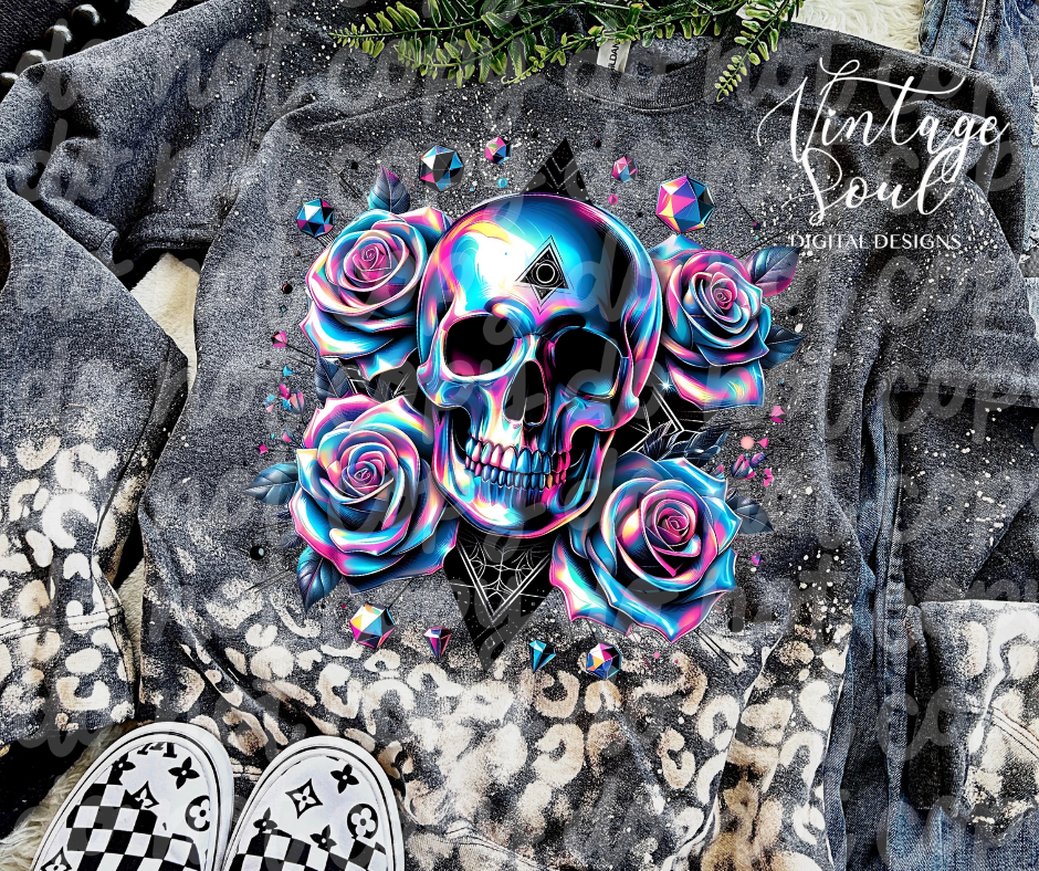 Metallic Skull and Roses