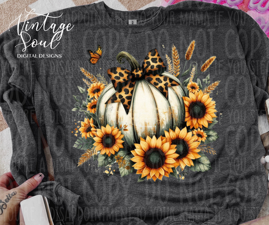 Distressed Sunflower Pumpkin Leopard