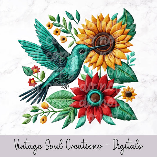 Hummingbird Embroidery PNG