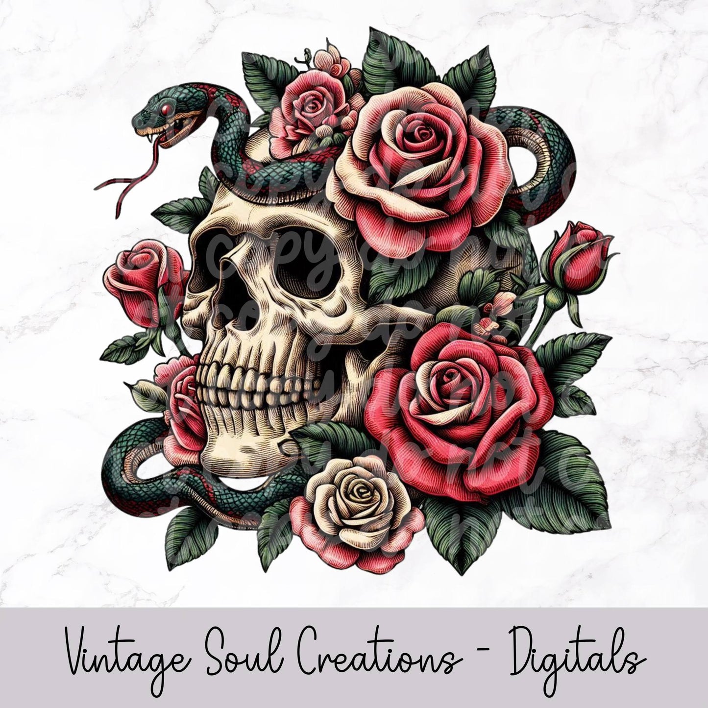 Skull and Roses Embroidery Png