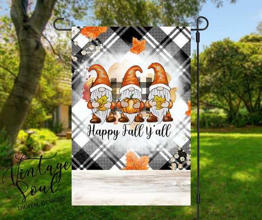 Happy Fall Yall Gnome Garden Flag