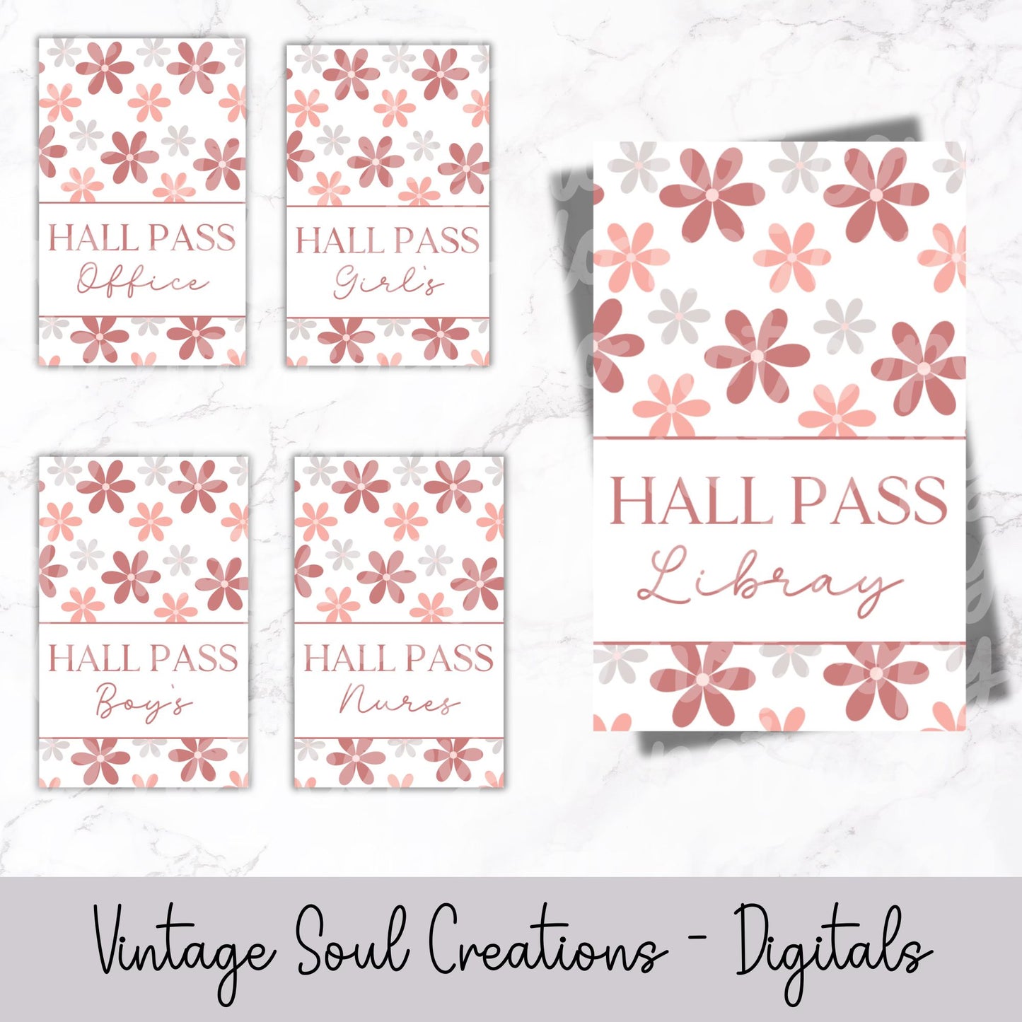 Retro Flowers Hall Pass Design