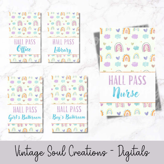 Pastel Rainbow School Hall Pass