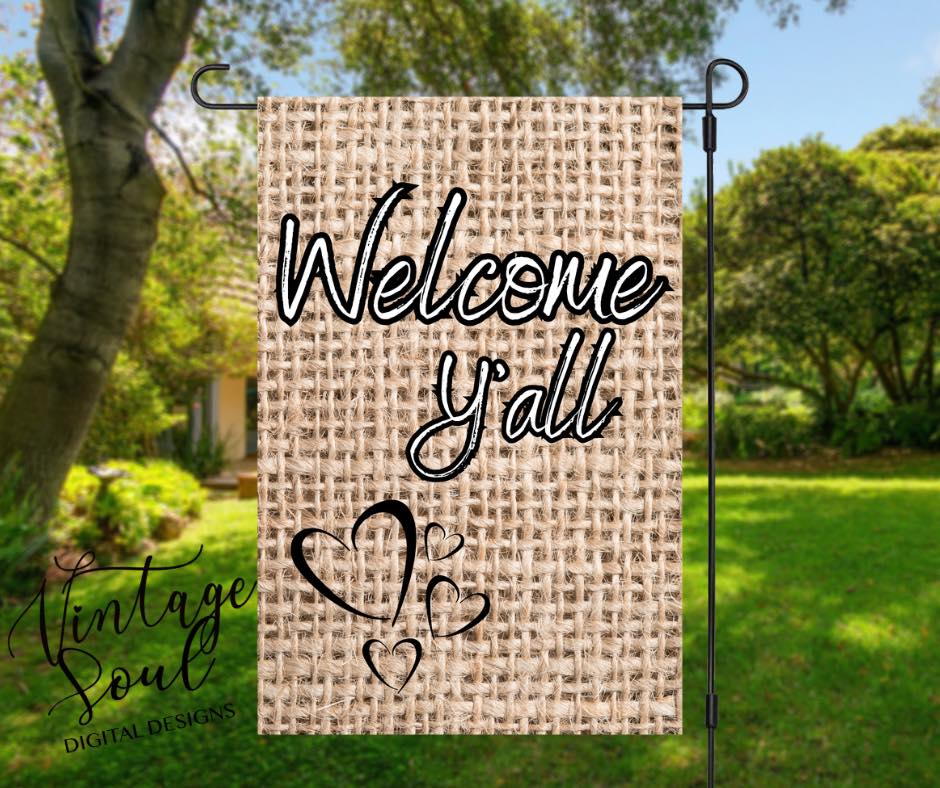 Rustic Welcome Yall Garden Flag