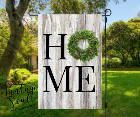 Rustic Wood Home Garden Flag