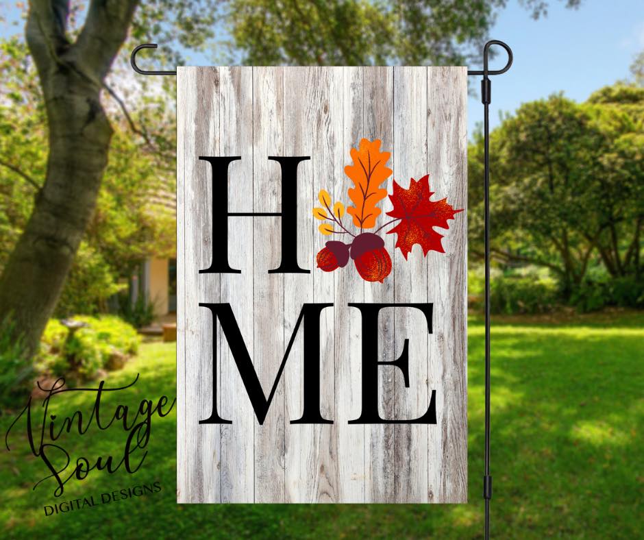 Wood Rustic Home Fall Garden Flag