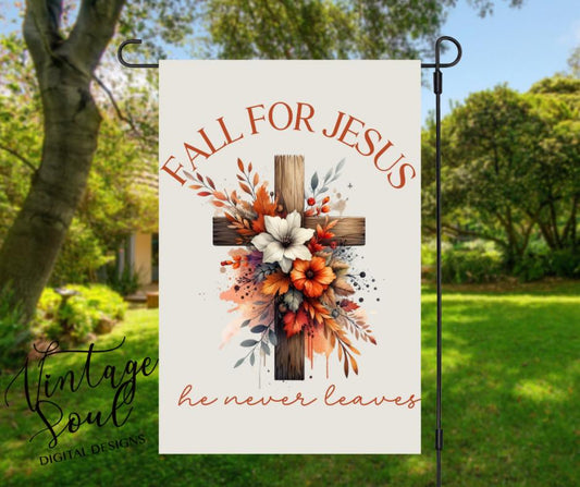 Fall for Jesus Garden Flag