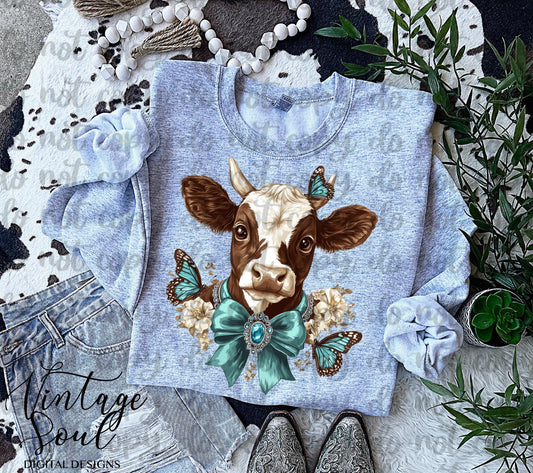 Teal Cow Bow