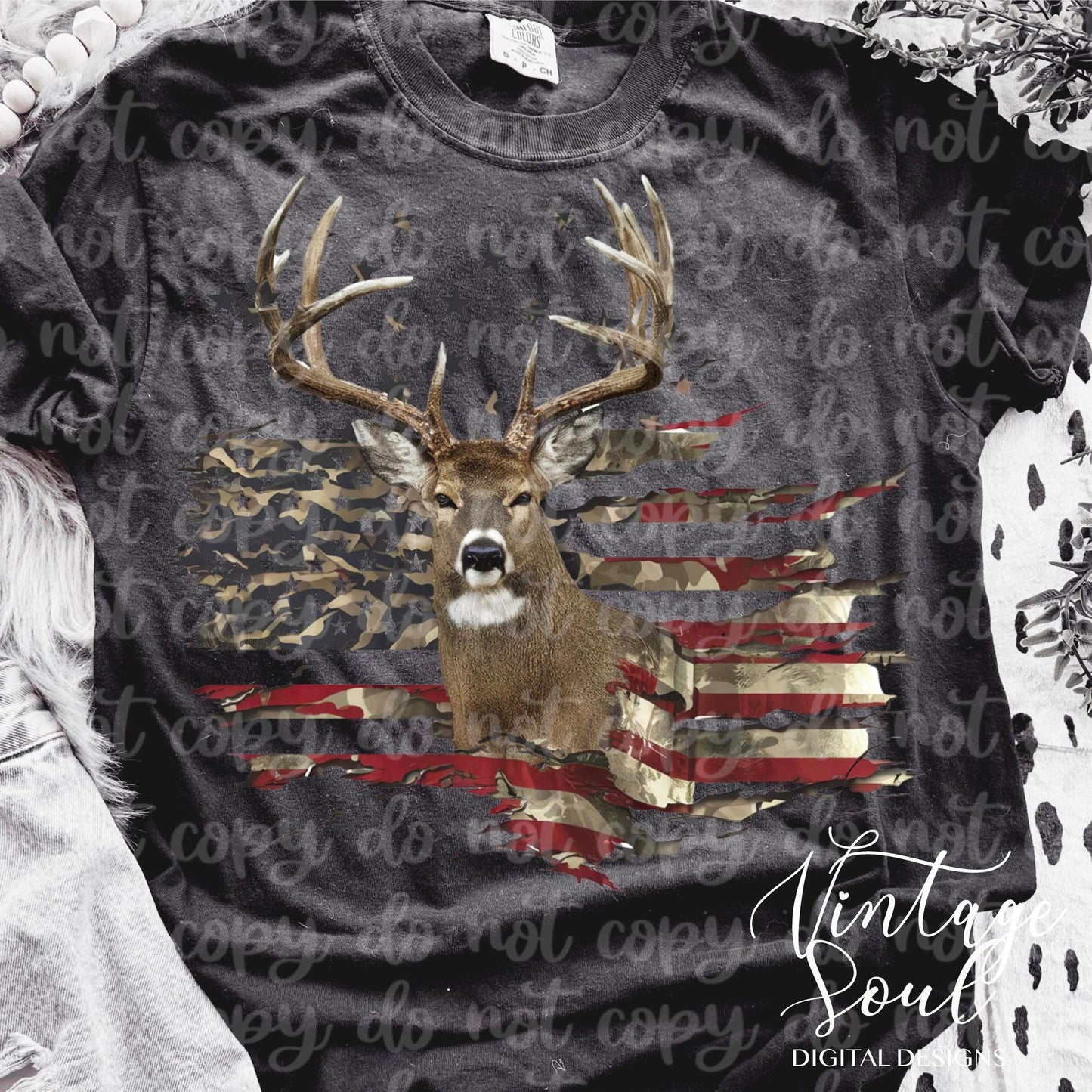 Deer American Flag