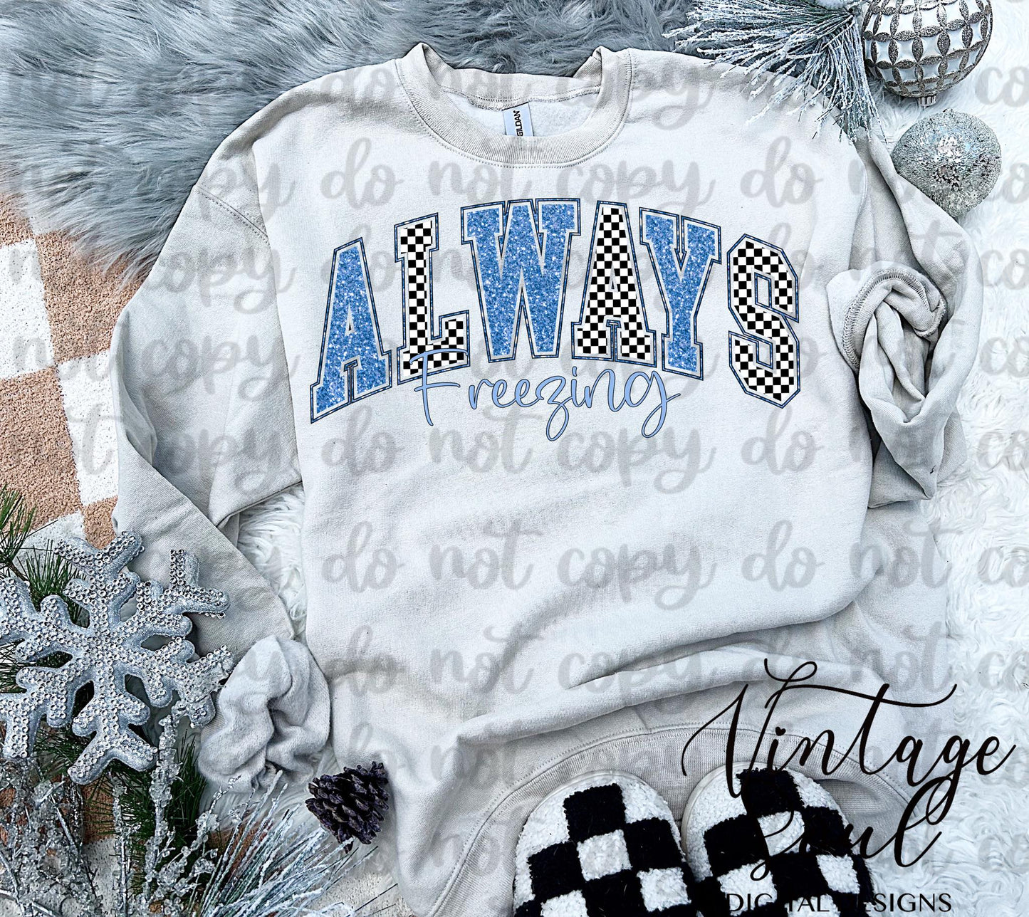 Always Freezing Blue & Checkered Glitter