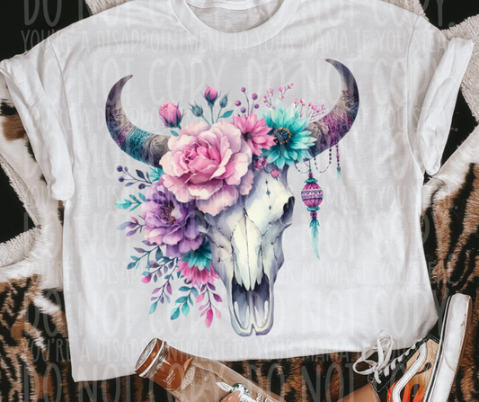 Boho Pastel Bull Skull