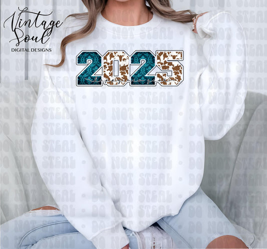 2025 Cow Print and Teal