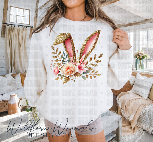 Gold Bunny Floral Ears