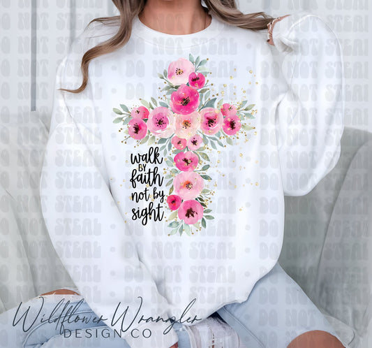 Walk by faith Floral Cross