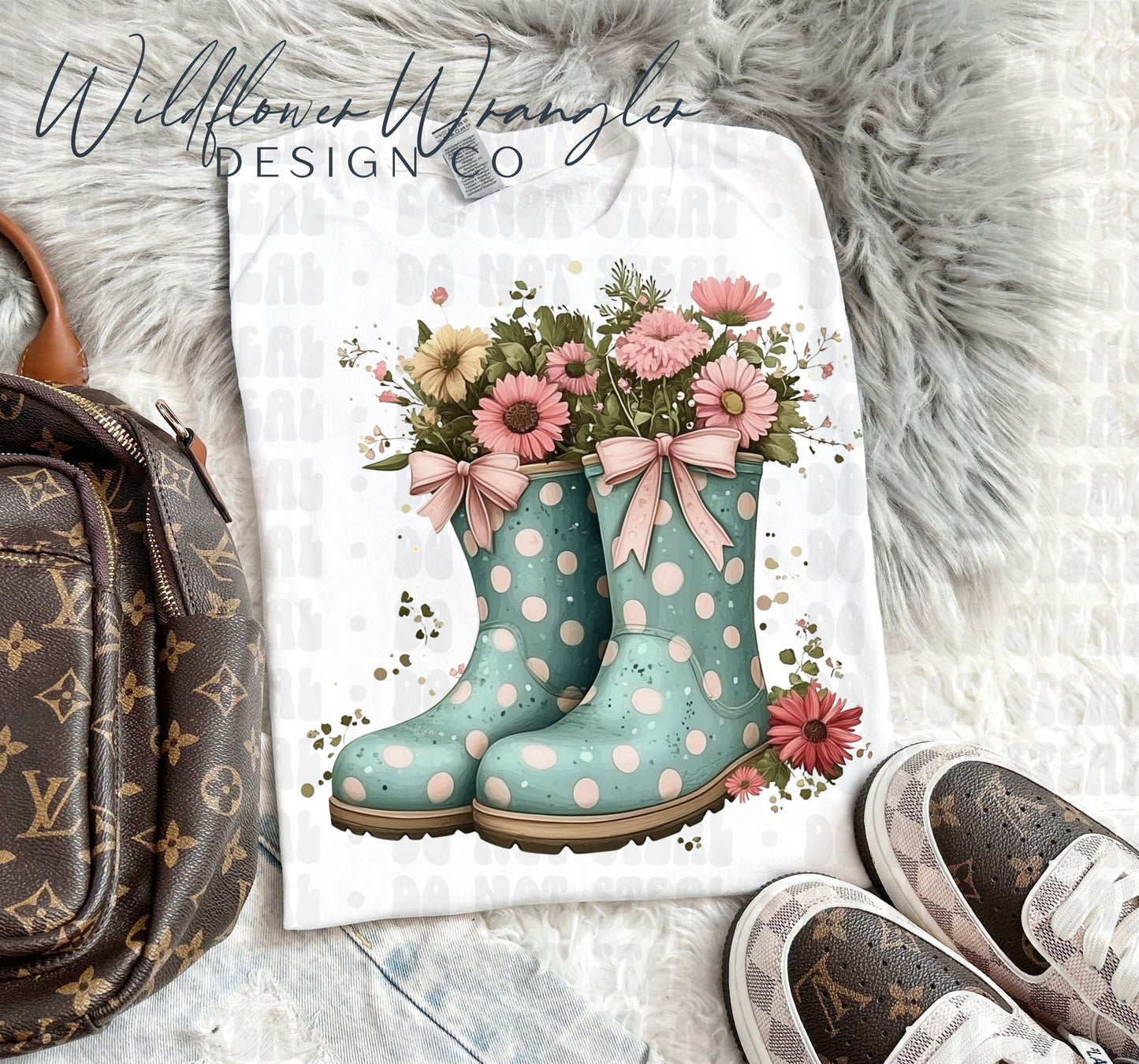 Floral Rain Boots Clipart/PNG