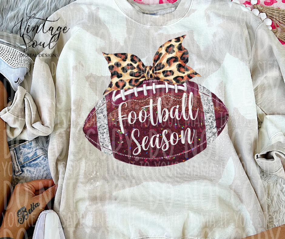 Football Season Leopard Bow