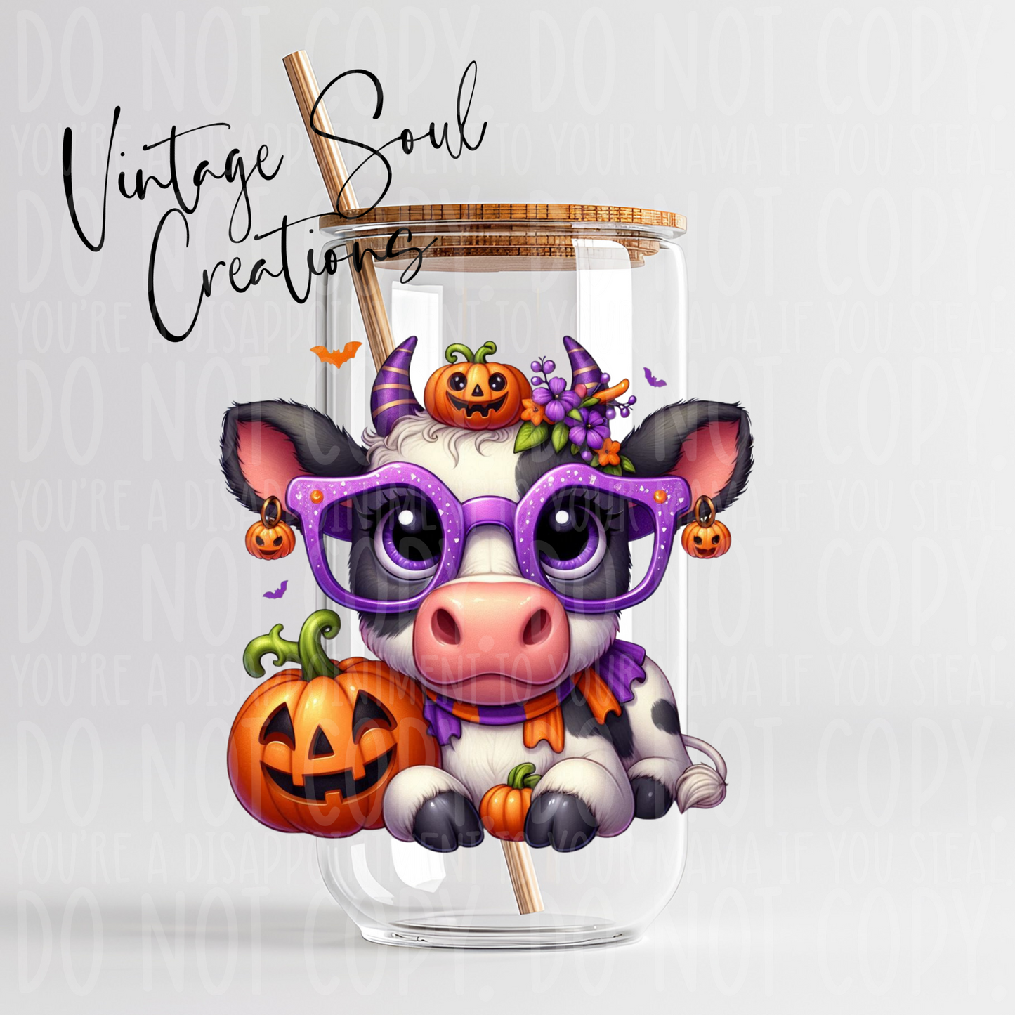 Cute Halloween Pumpkin Cow