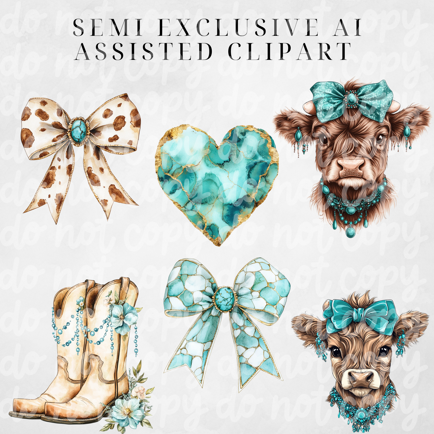 Semi Exclusive Teal Rustic Cow Clipart