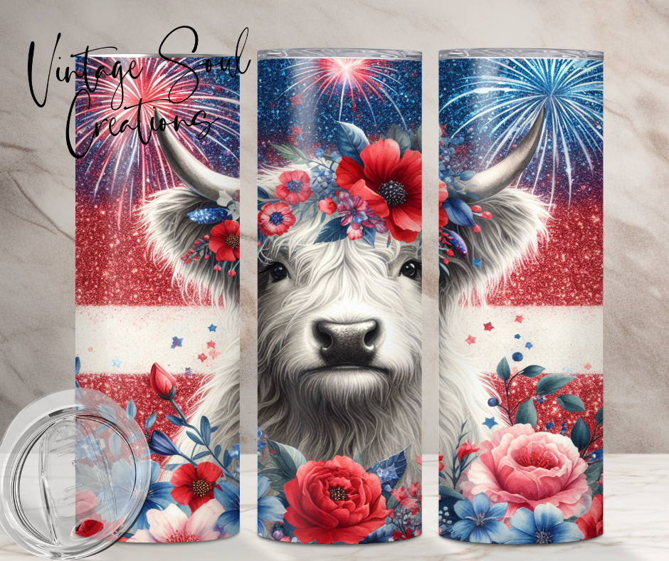 Patriotic Highland cow